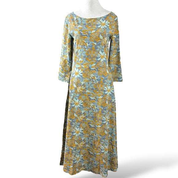 Pact Organic Fit & Flare Floral Daisy Abstract Midi Dress Size Medium NWT Spring - Picture 1 of 11